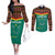 Custom Cameroon Football Couples Matching Off The Shoulder Long Sleeve Dress and Long Sleeve Button Shirt Go Champions - Toghu Pattern