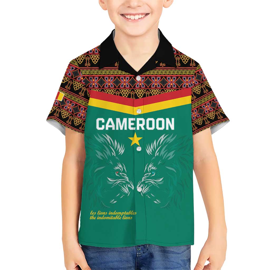 Custom Cameroon Football Kid Hawaiian Shirt Go Champions - Toghu Pattern