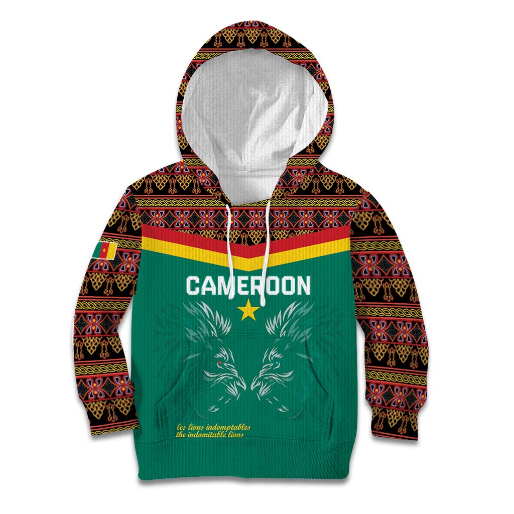 Custom Cameroon Football Kid Hoodie Go Champions - Toghu Pattern