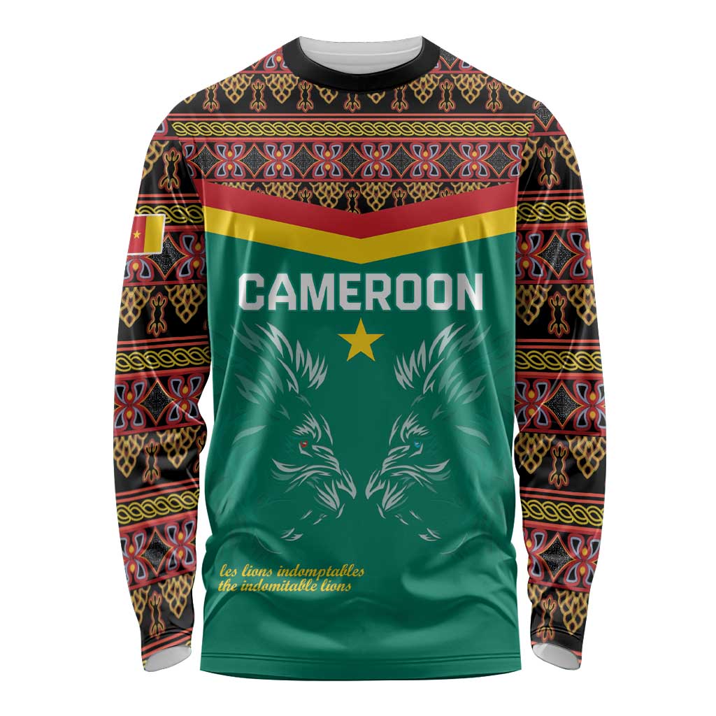 Custom Cameroon Football Long Sleeve Shirt Go Champions - Toghu Pattern