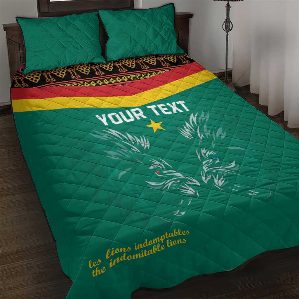 Custom Cameroon Football Quilt Bed Set Go Champions - Toghu Pattern