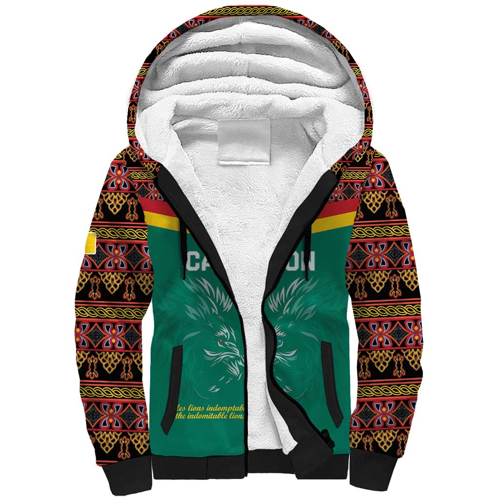 Custom Cameroon Football Sherpa Hoodie Go Champions - Toghu Pattern