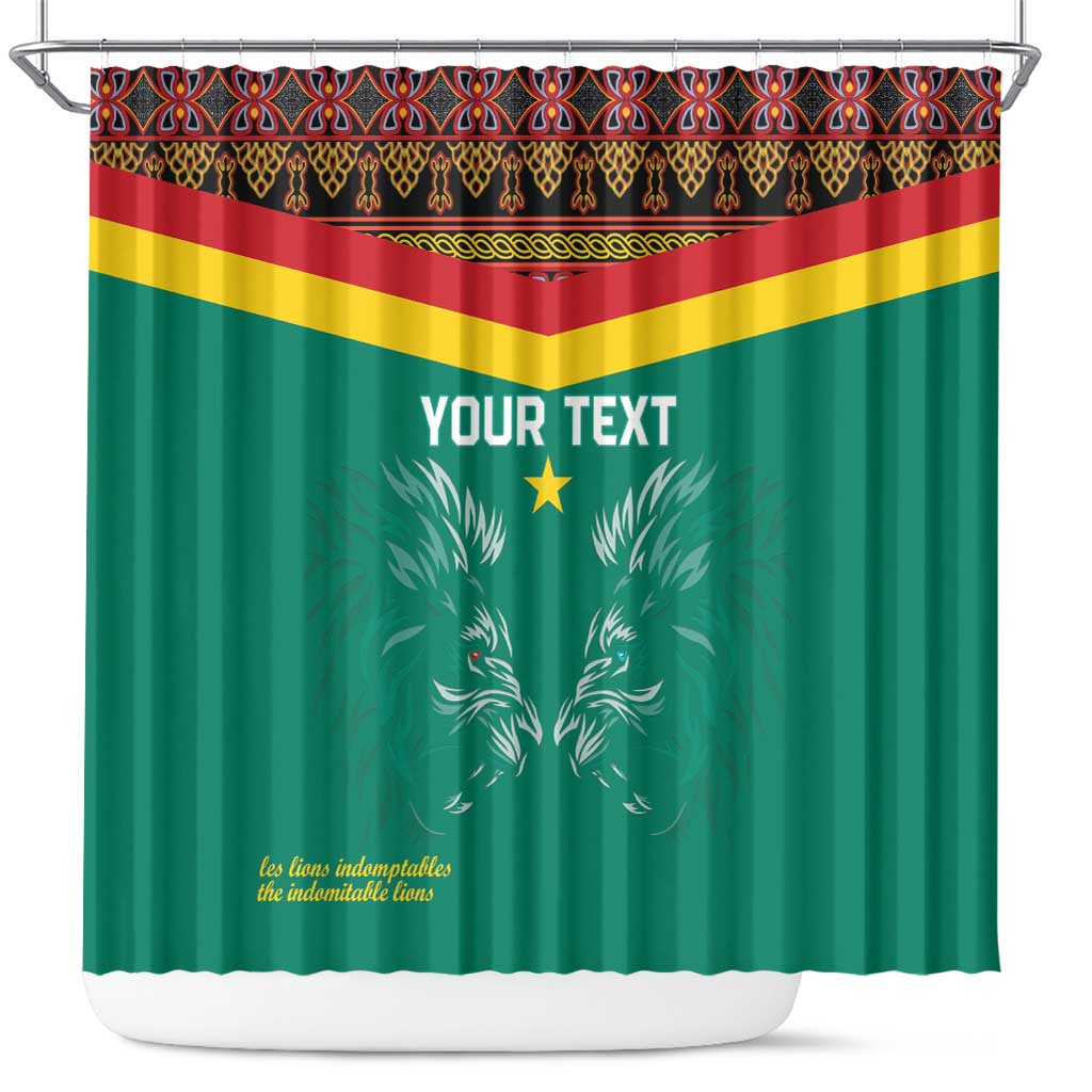 Custom Cameroon Football Shower Curtain Go Champions - Toghu Pattern