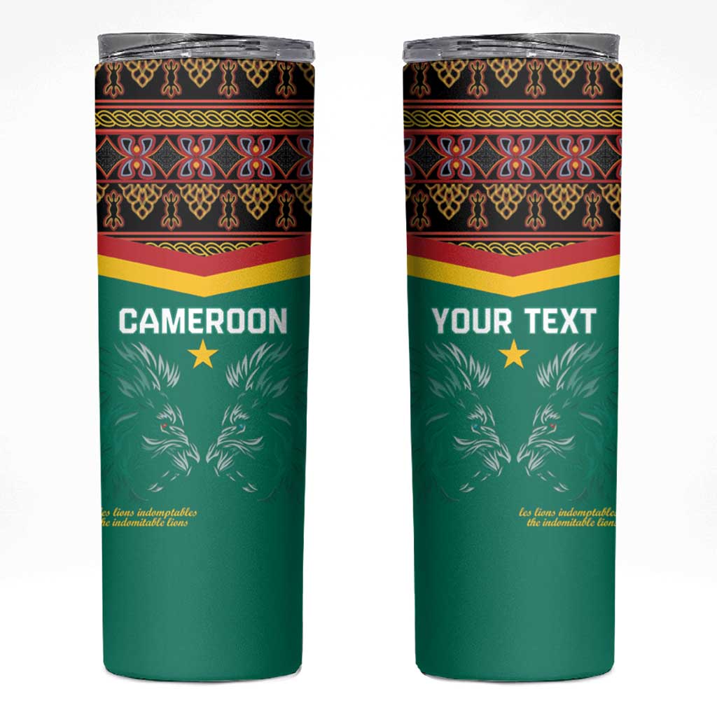 Custom Cameroon Football Skinny Tumbler Go Champions - Toghu Pattern