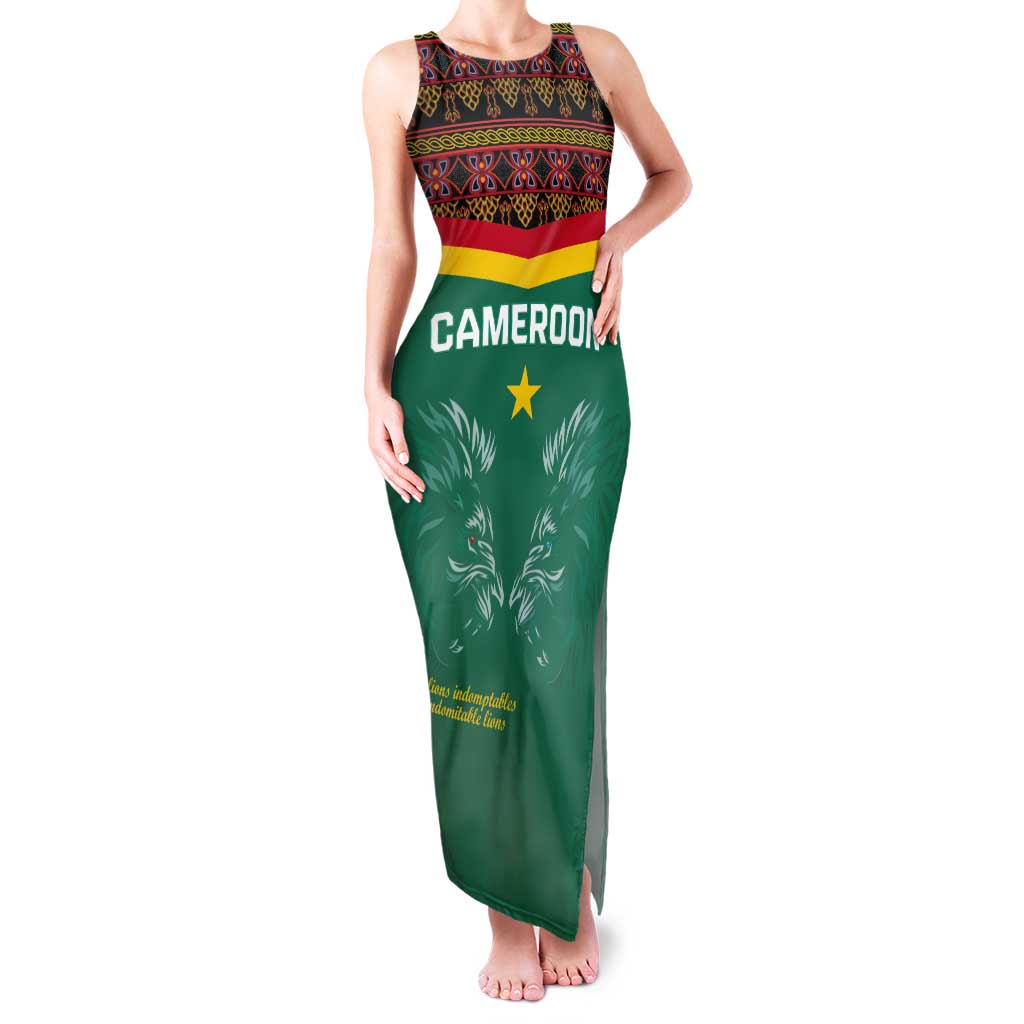 Custom Cameroon Football Tank Maxi Dress Go Champions - Toghu Pattern