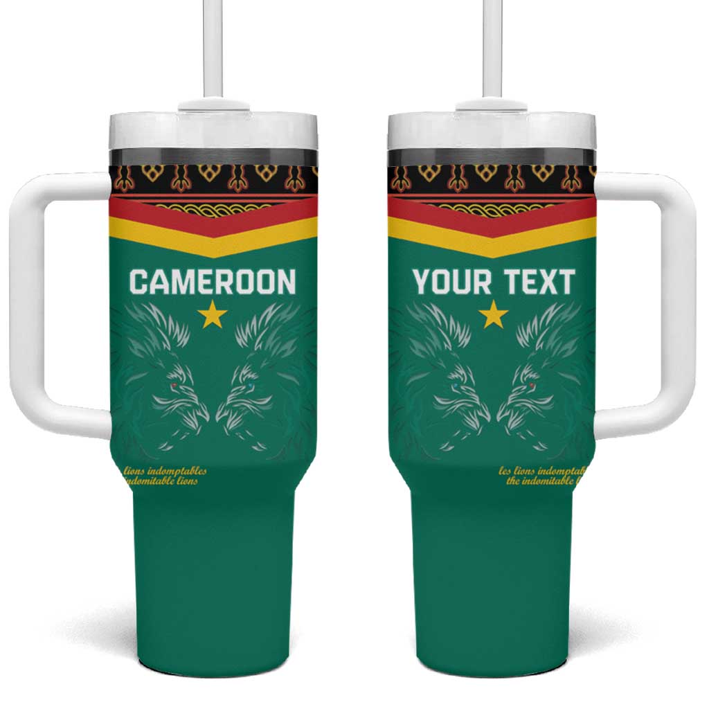 Custom Cameroon Football Tumbler With Handle Go Champions - Toghu Pattern