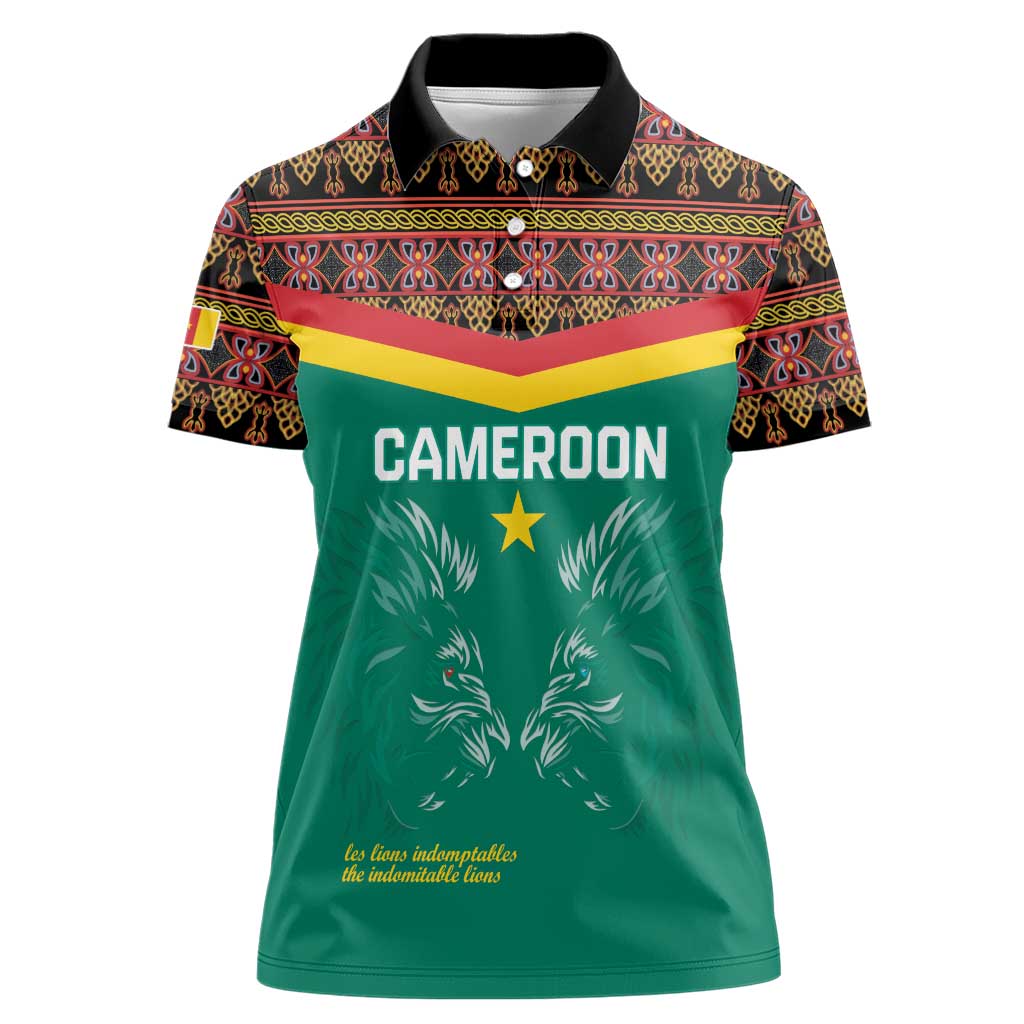 Custom Cameroon Football Women Polo Shirt Go Champions - Toghu Pattern