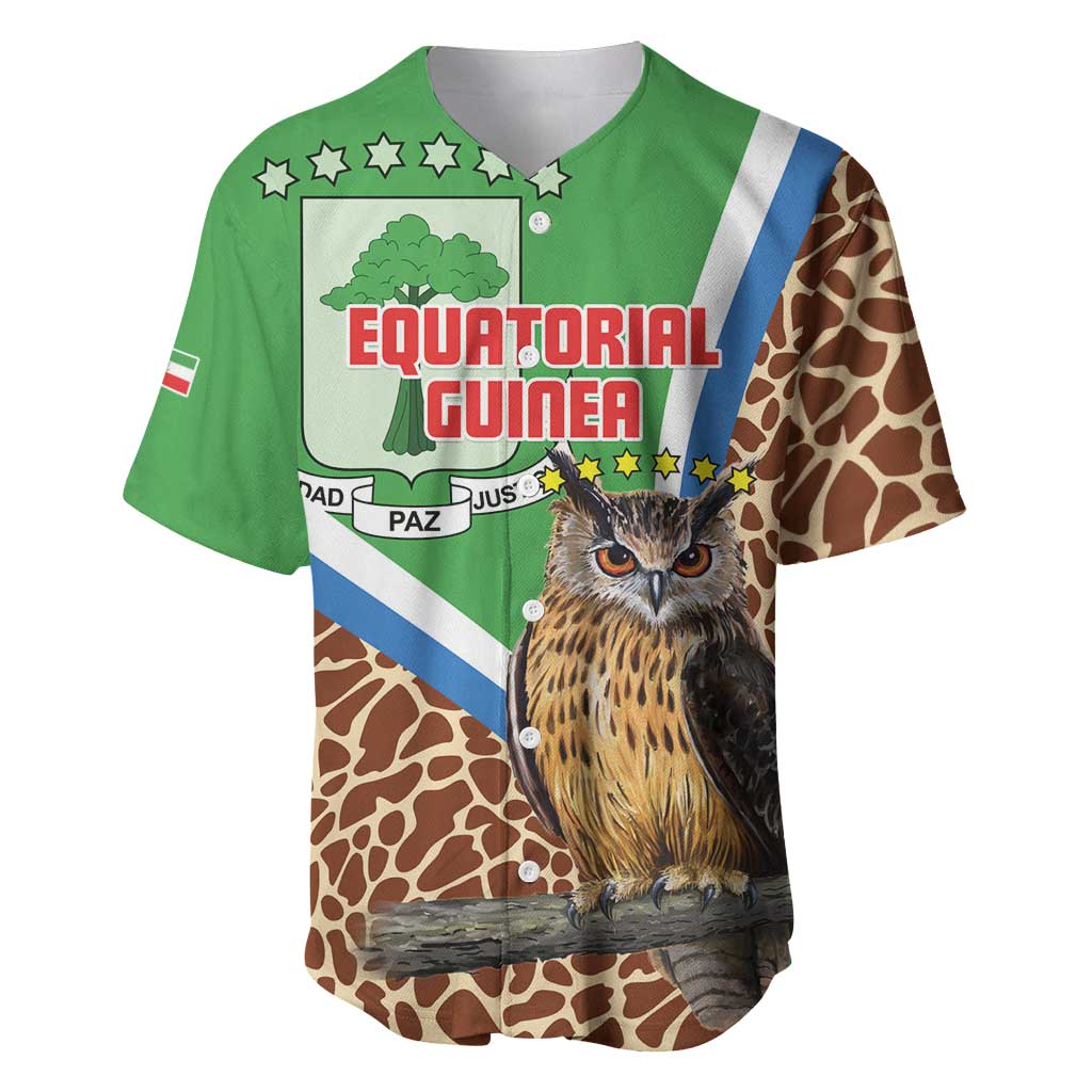 Personalised Equatorial Guinea Baseball Jersey Bubo Poensis Mix Giraffe Pattern