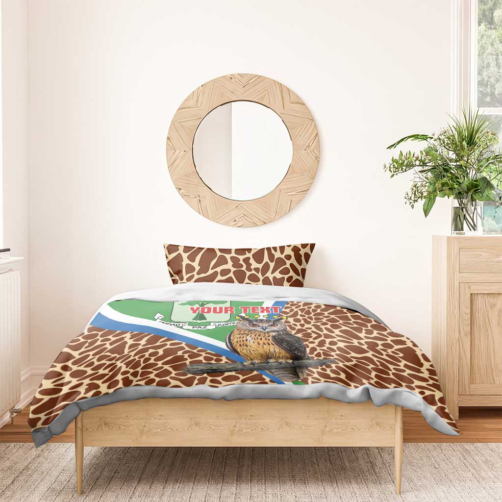 Personalised Equatorial Guinea Bedding Set Bubo Poensis Mix Giraffe Pattern