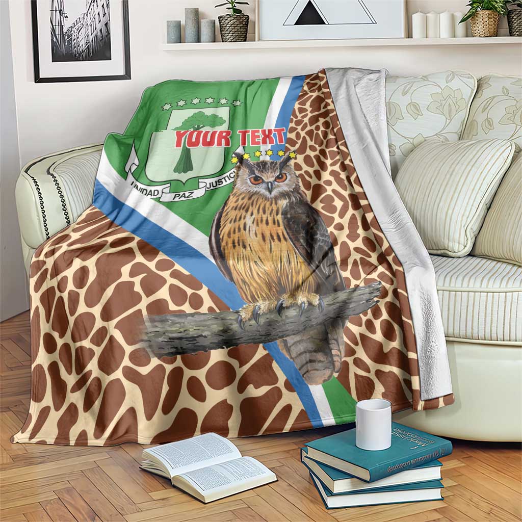 Personalised Equatorial Guinea Blanket Bubo Poensis Mix Giraffe Pattern