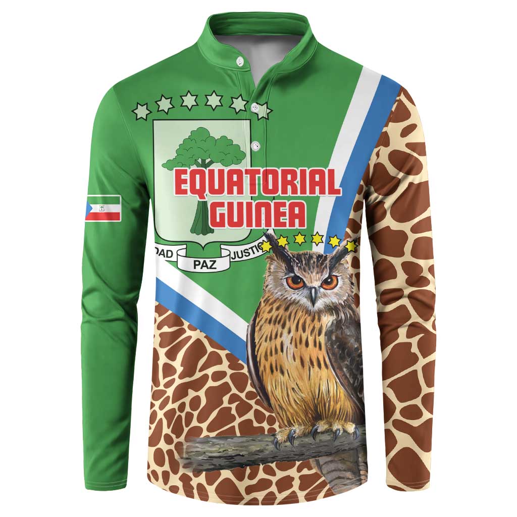 Personalised Equatorial Guinea Button Sweatshirt Bubo Poensis Mix Giraffe Pattern