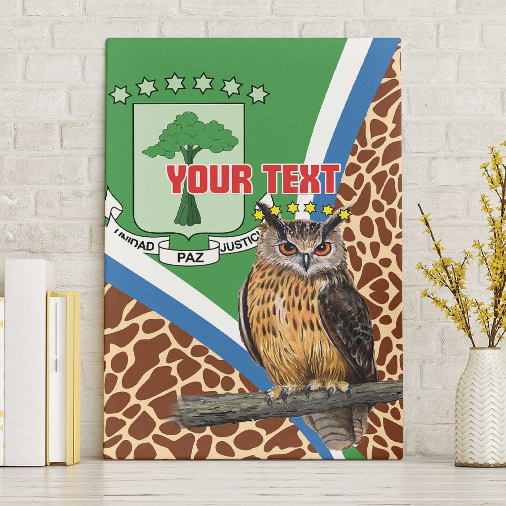 Personalised Equatorial Guinea Canvas Wall Art Bubo Poensis Mix Giraffe Pattern