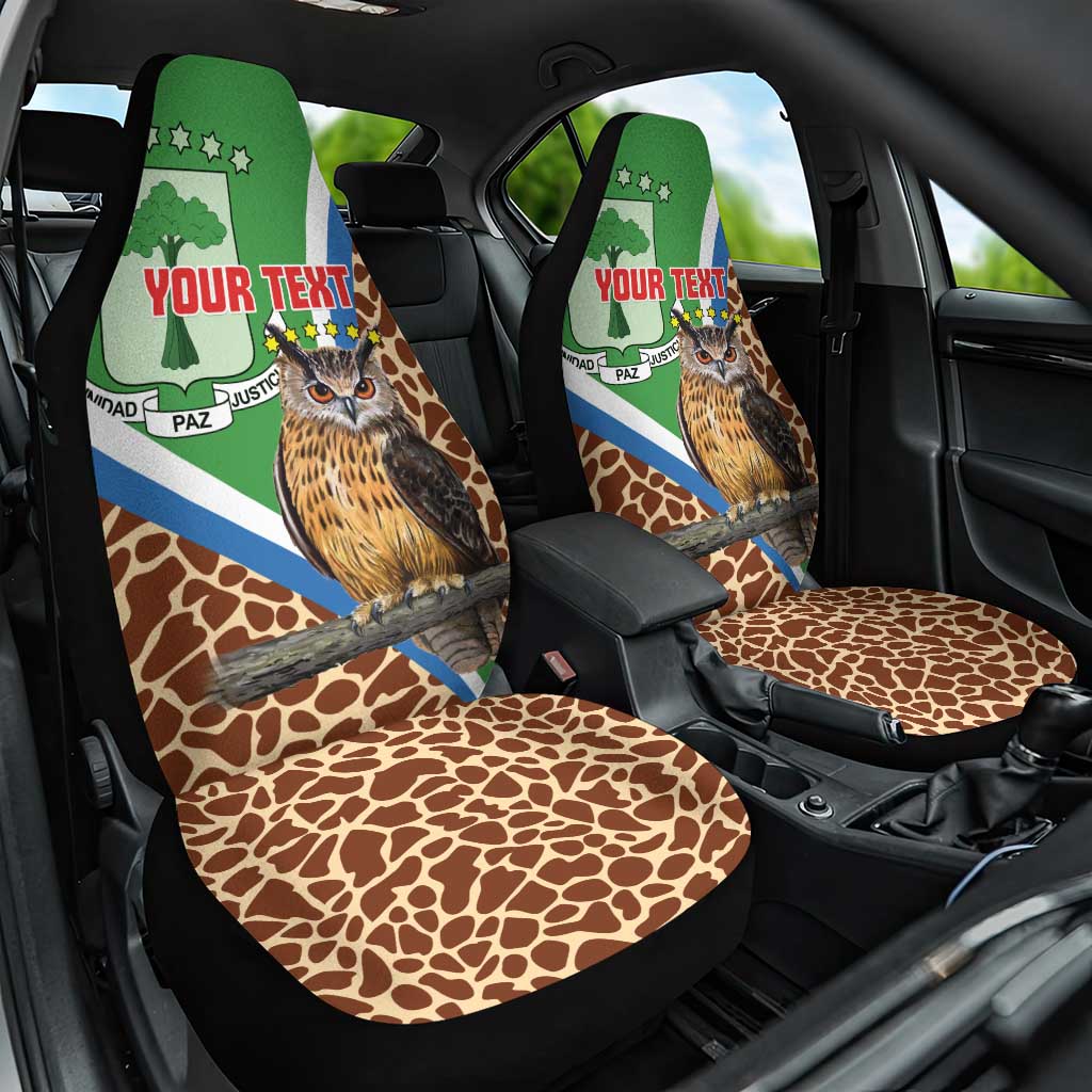 Personalised Equatorial Guinea Car Seat Cover Bubo Poensis Mix Giraffe Pattern