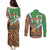 Personalised Equatorial Guinea Couples Matching Puletasi and Long Sleeve Button Shirt Bubo Poensis Mix Giraffe Pattern