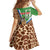 Personalised Equatorial Guinea Family Matching Off Shoulder Short Dress and Hawaiian Shirt Bubo Poensis Mix Giraffe Pattern