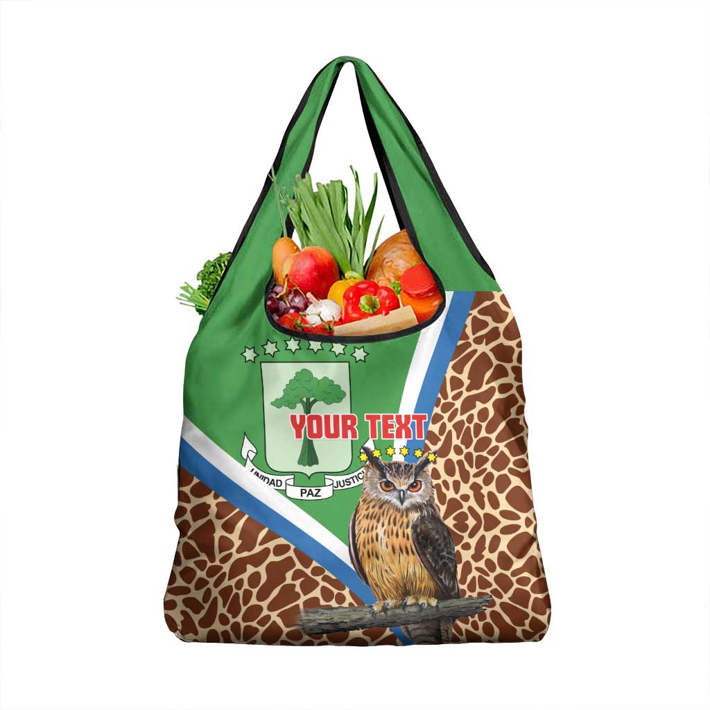 Personalised Equatorial Guinea Grocery Bag Bubo Poensis Mix Giraffe Pattern