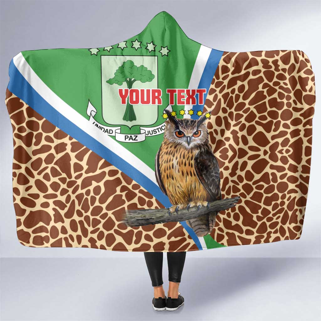 Personalised Equatorial Guinea Hooded Blanket Bubo Poensis Mix Giraffe Pattern