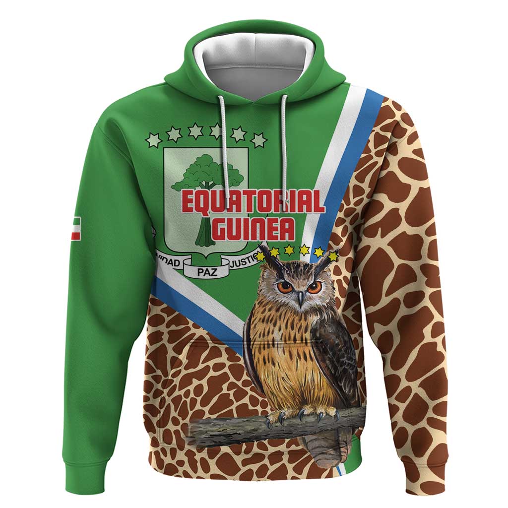 Personalised Equatorial Guinea Hoodie Bubo Poensis Mix Giraffe Pattern