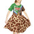 Personalised Equatorial Guinea Kid Short Sleeve Dress Bubo Poensis Mix Giraffe Pattern