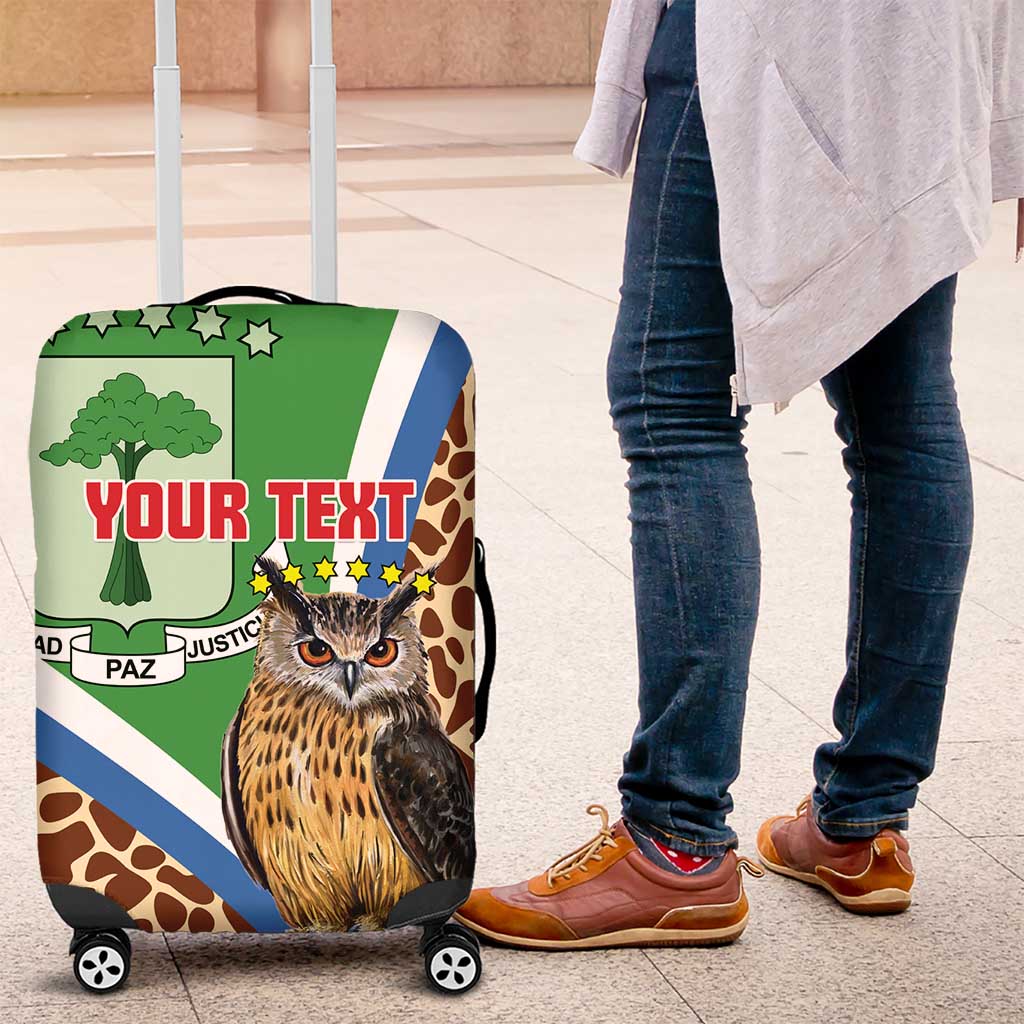 Personalised Equatorial Guinea Luggage Cover Bubo Poensis Mix Giraffe Pattern