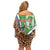 Personalised Equatorial Guinea Off Shoulder Short Dress Bubo Poensis Mix Giraffe Pattern