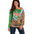 Personalised Equatorial Guinea Off Shoulder Sweater Bubo Poensis Mix Giraffe Pattern