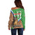 Personalised Equatorial Guinea Off Shoulder Sweater Bubo Poensis Mix Giraffe Pattern