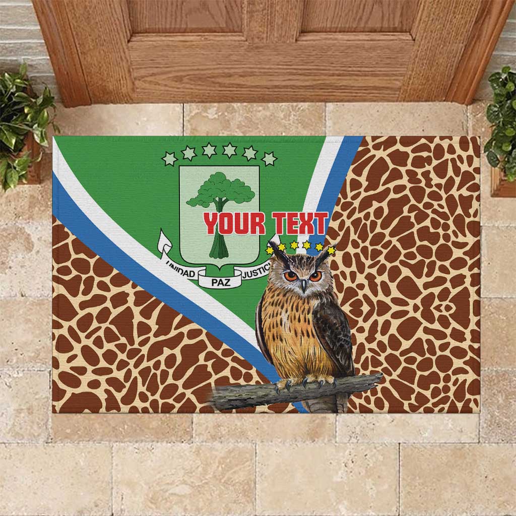 Personalised Equatorial Guinea Rubber Doormat Bubo Poensis Mix Giraffe Pattern