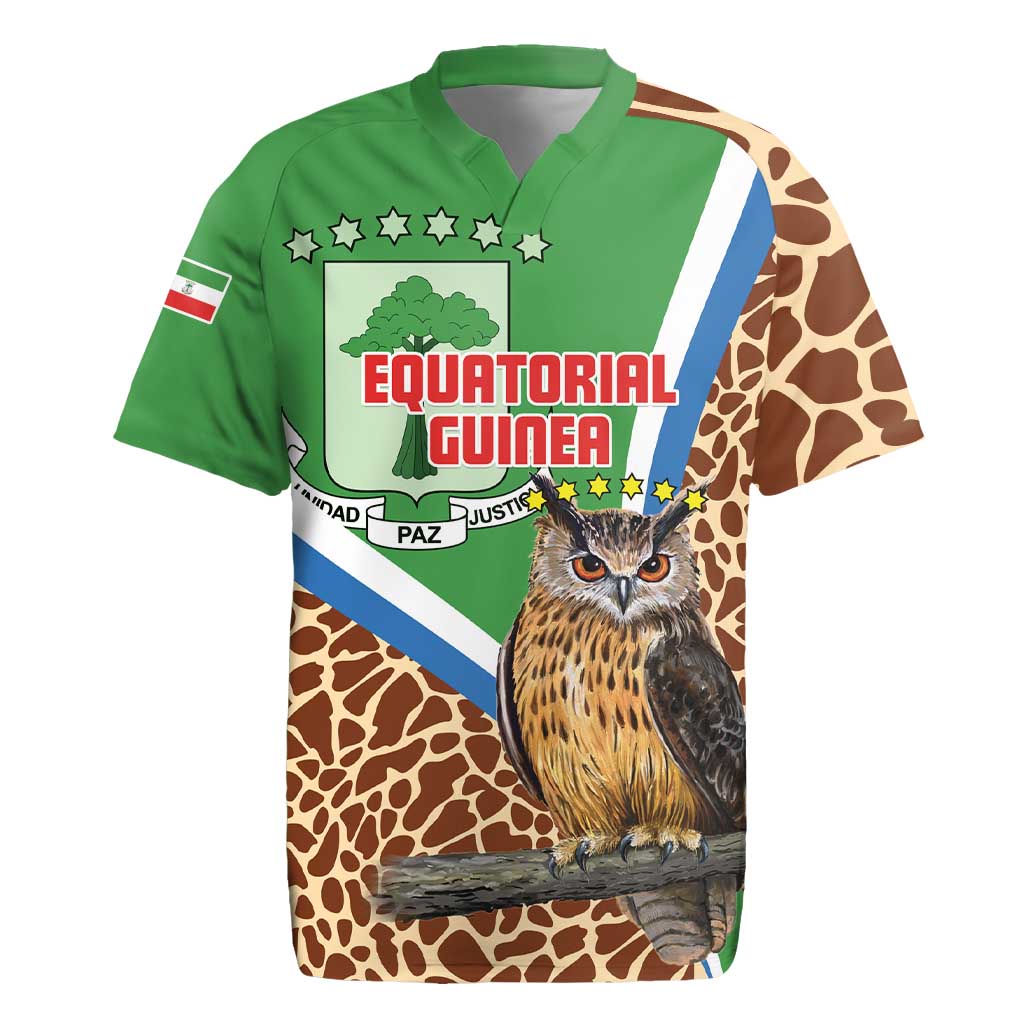 Personalised Equatorial Guinea Rugby Jersey Bubo Poensis Mix Giraffe Pattern