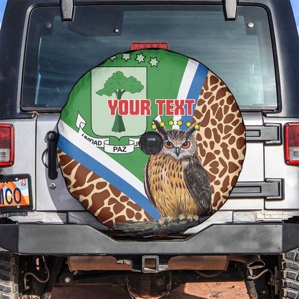 Personalised Equatorial Guinea Spare Tire Cover Bubo Poensis Mix Giraffe Pattern