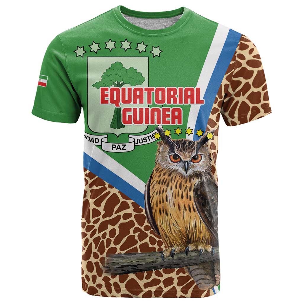 Personalised Equatorial Guinea T Shirt Bubo Poensis Mix Giraffe Pattern