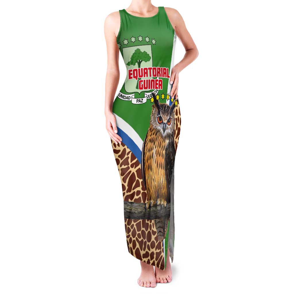 Personalised Equatorial Guinea Tank Maxi Dress Bubo Poensis Mix Giraffe Pattern