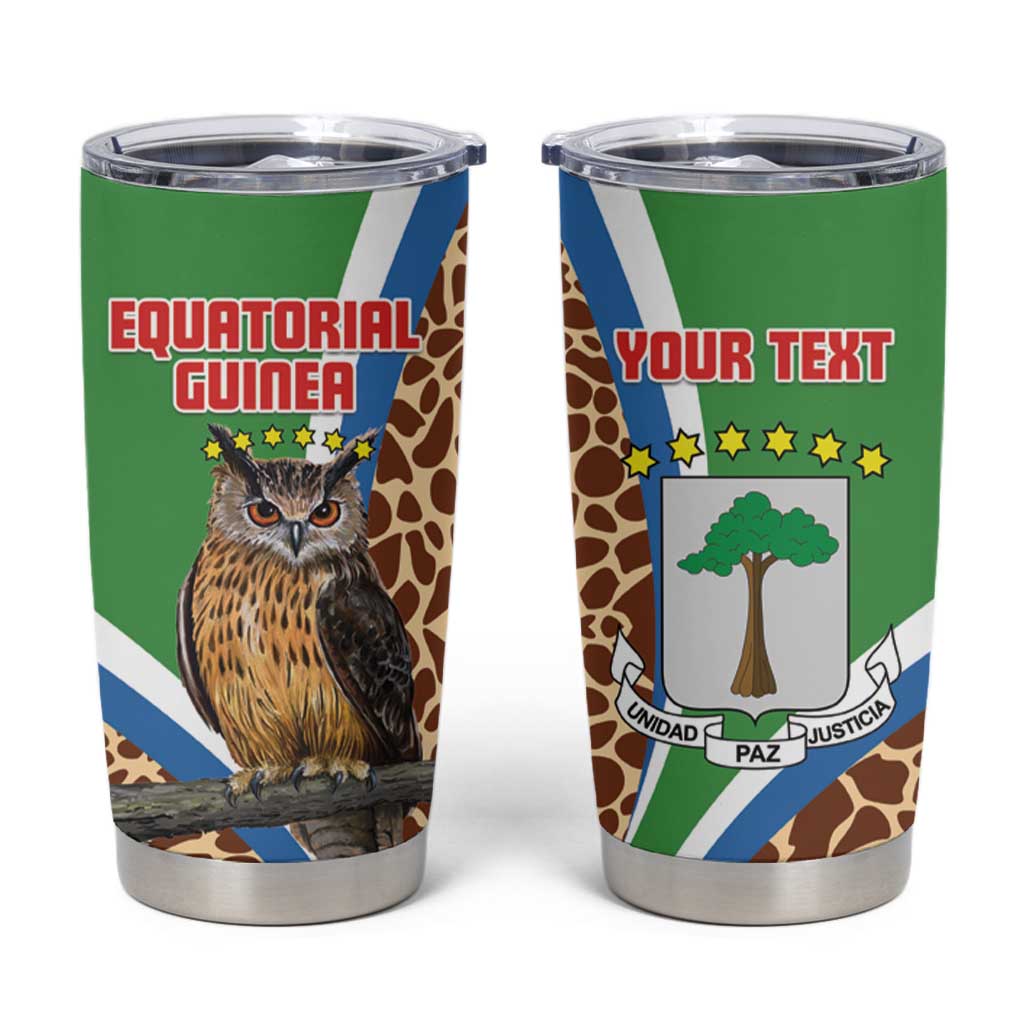 Personalised Equatorial Guinea Tumbler Cup Bubo Poensis Mix Giraffe Pattern