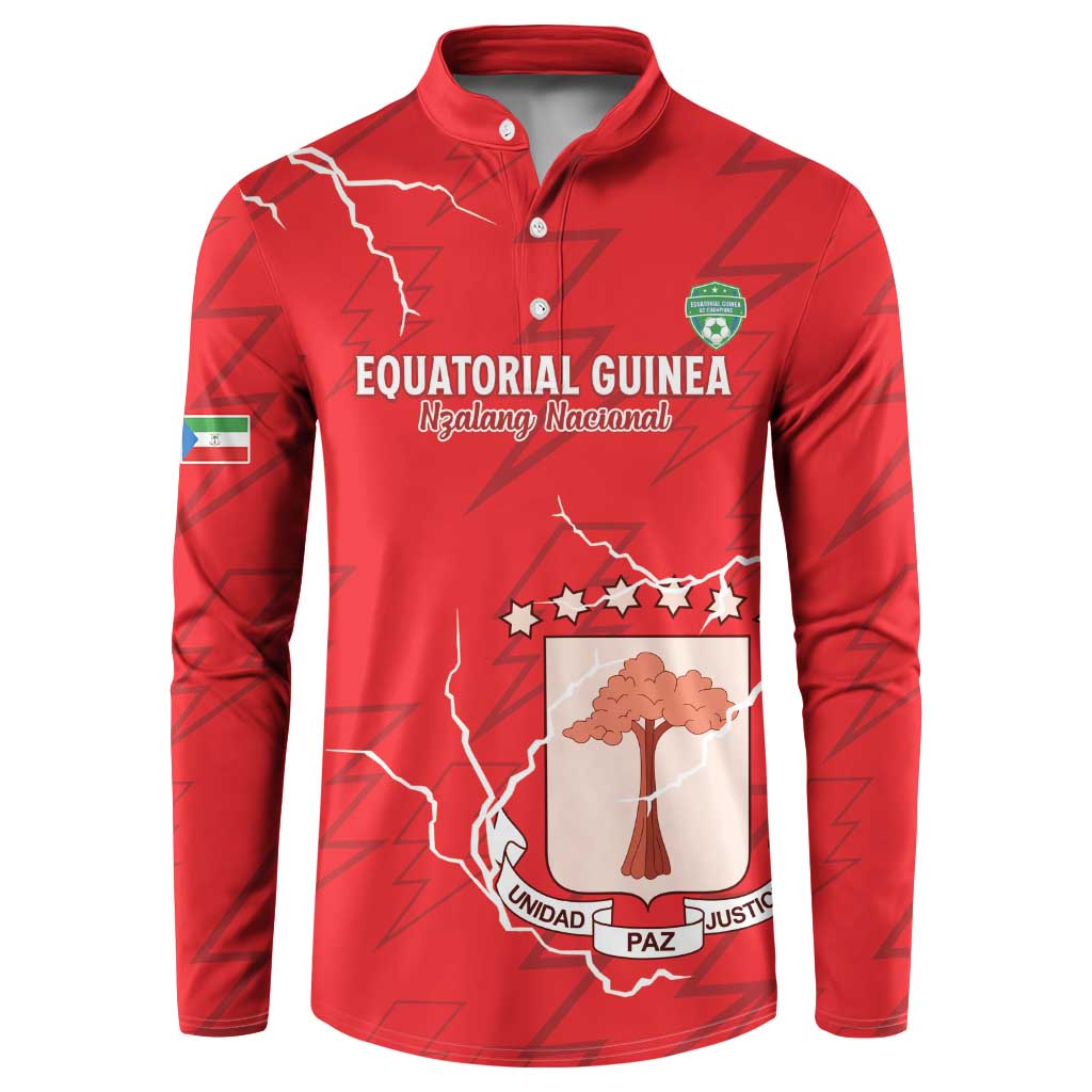 Custom Equatorial Guinea Football Button Sweatshirt Allez Nzalang Nacional - Red Version