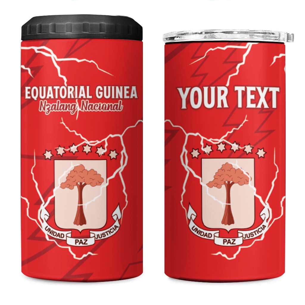 Custom Equatorial Guinea Football 4 in 1 Can Cooler Tumbler Allez Nzalang Nacional - Red Version