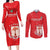 Custom Equatorial Guinea Football Couples Matching Long Sleeve Bodycon Dress and Long Sleeve Button Shirt Allez Nzalang Nacional - Red Version