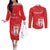 Custom Equatorial Guinea Football Couples Matching Off The Shoulder Long Sleeve Dress and Long Sleeve Button Shirt Allez Nzalang Nacional - Red Version