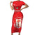 Custom Equatorial Guinea Football Family Matching Short Sleeve Bodycon Dress and Hawaiian Shirt Allez Nzalang Nacional - Red Version