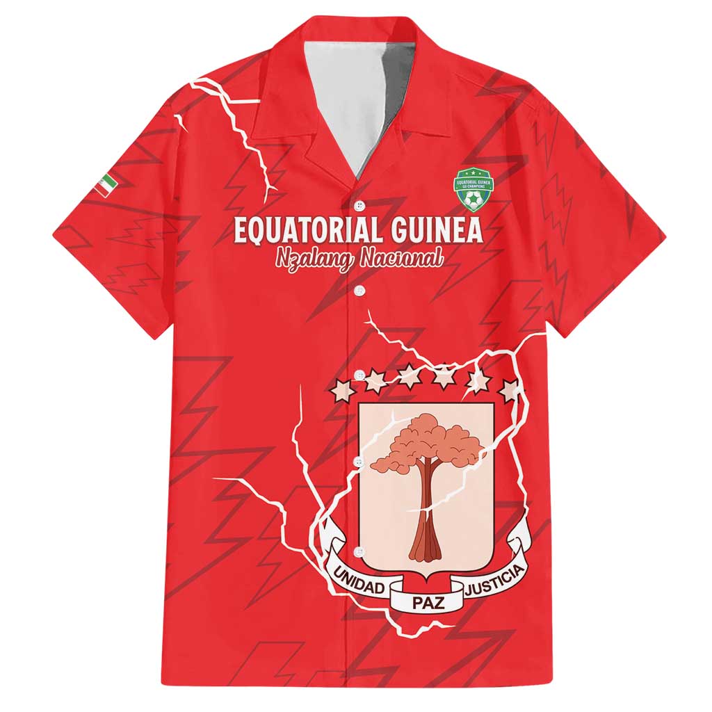 Custom Equatorial Guinea Football Hawaiian Shirt Allez Nzalang Nacional - Red Version