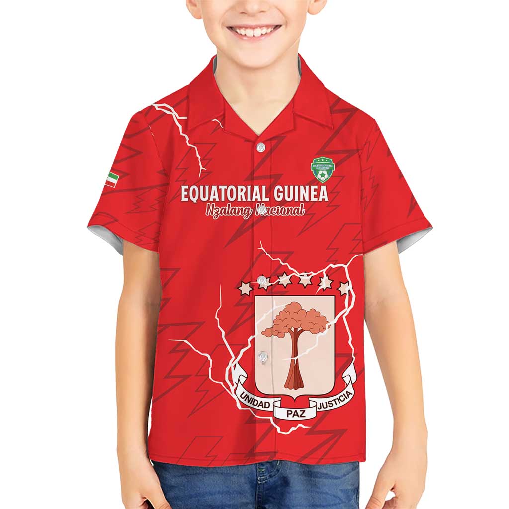 Custom Equatorial Guinea Football Kid Hawaiian Shirt Allez Nzalang Nacional - Red Version