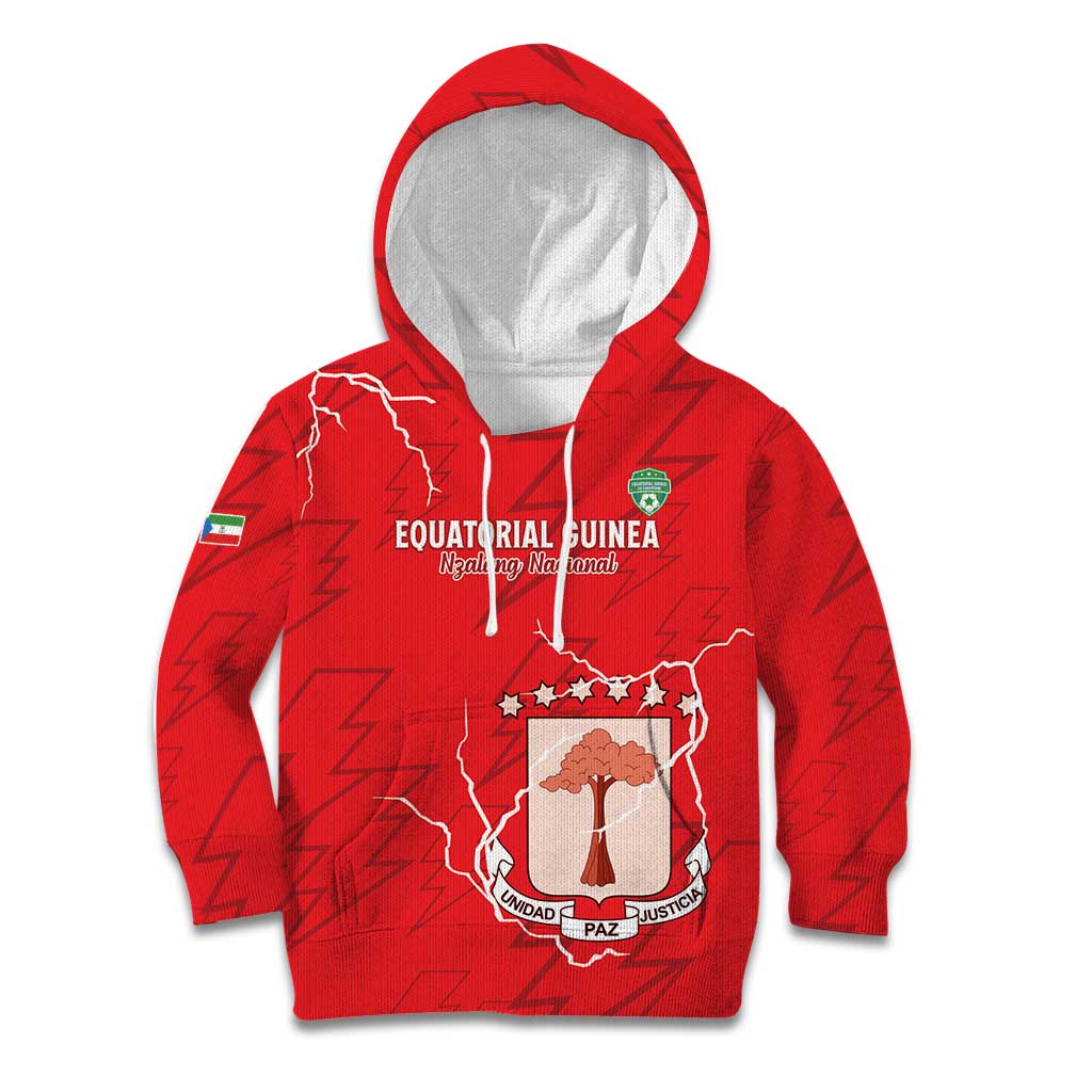 Custom Equatorial Guinea Football Kid Hoodie Allez Nzalang Nacional - Red Version