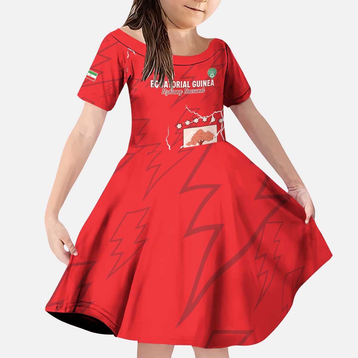 Custom Equatorial Guinea Football Kid Short Sleeve Dress Allez Nzalang Nacional - Red Version