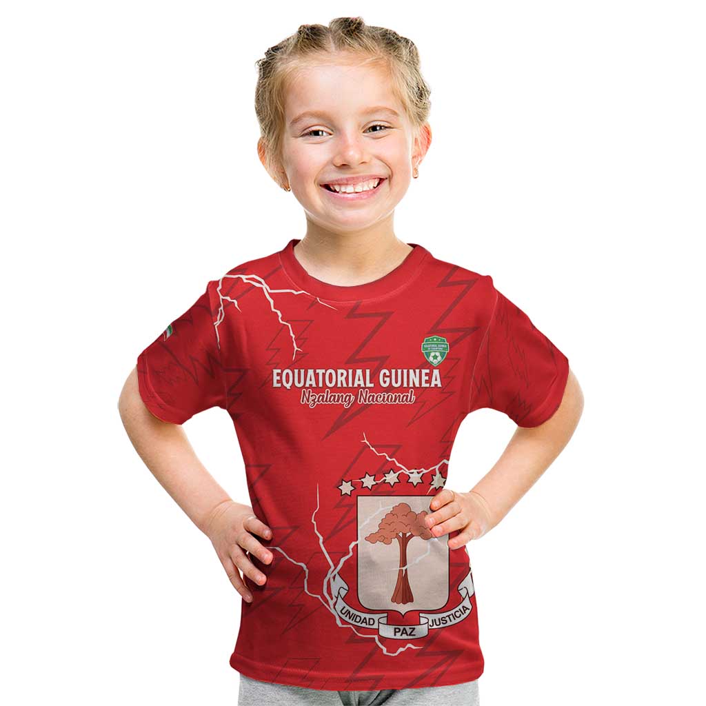 Custom Equatorial Guinea Football Kid T Shirt Allez Nzalang Nacional - Red Version