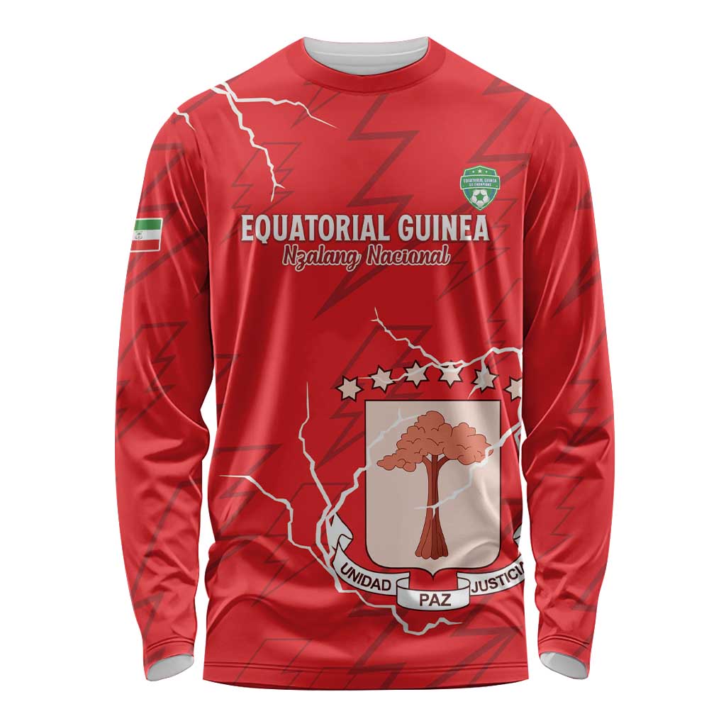 Custom Equatorial Guinea Football Long Sleeve Shirt Allez Nzalang Nacional - Red Version