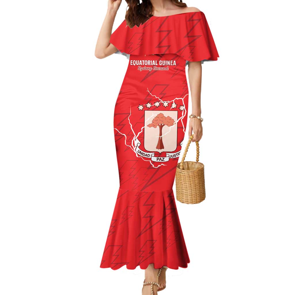 Custom Equatorial Guinea Football Mermaid Dress Allez Nzalang Nacional - Red Version