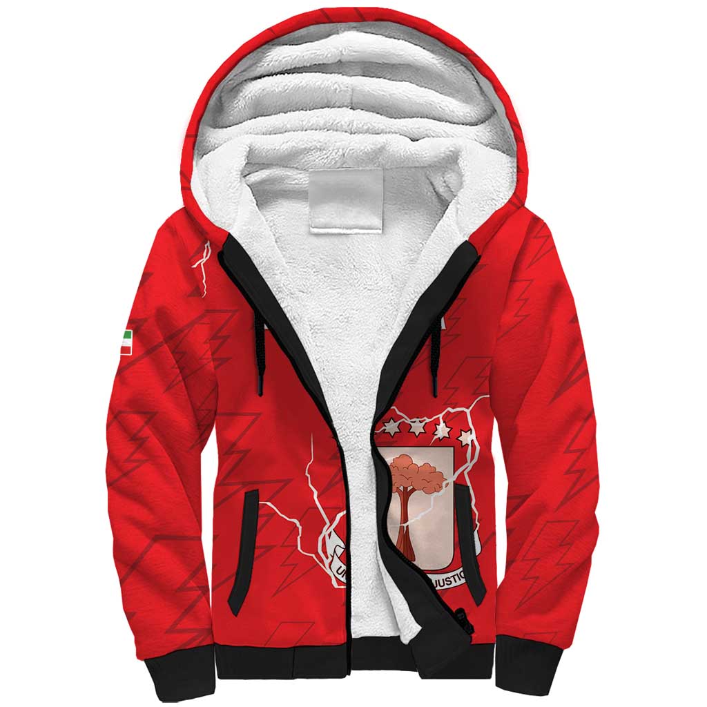 Custom Equatorial Guinea Football Sherpa Hoodie Allez Nzalang Nacional - Red Version