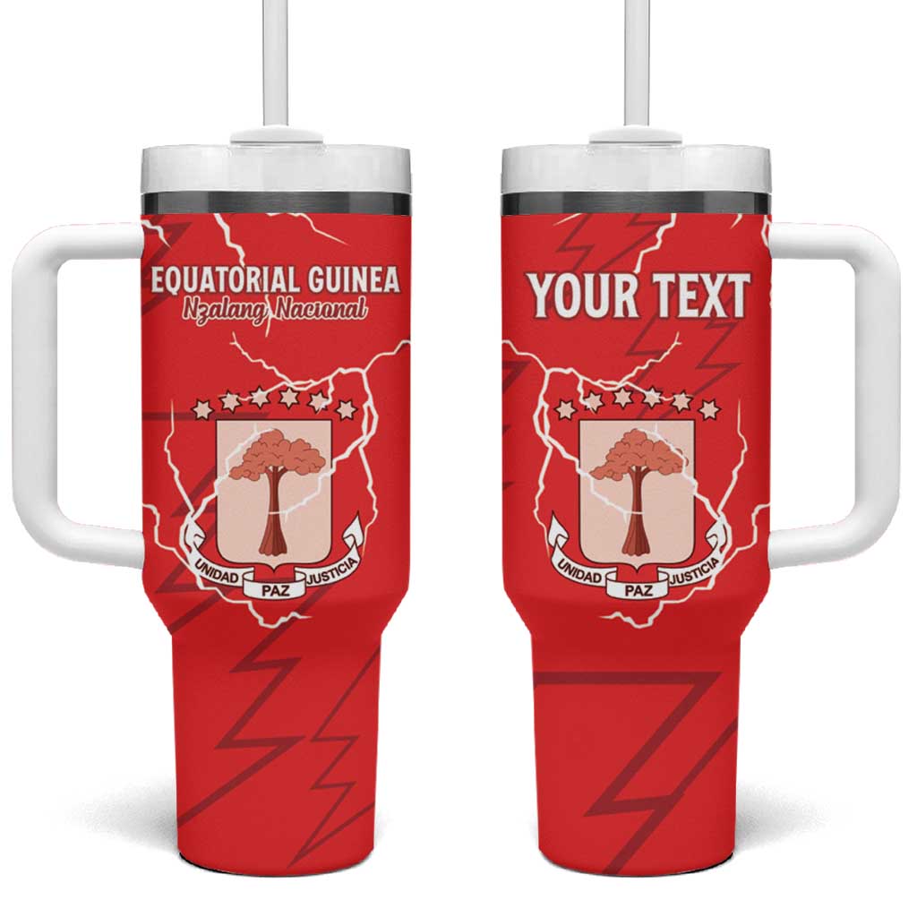 Custom Equatorial Guinea Football Tumbler With Handle Allez Nzalang Nacional - Red Version