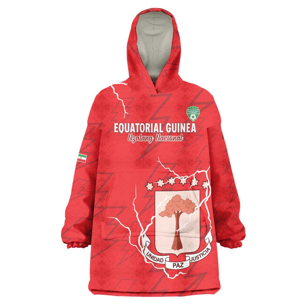 Custom Equatorial Guinea Football Wearable Blanket Hoodie Allez Nzalang Nacional - Red Version