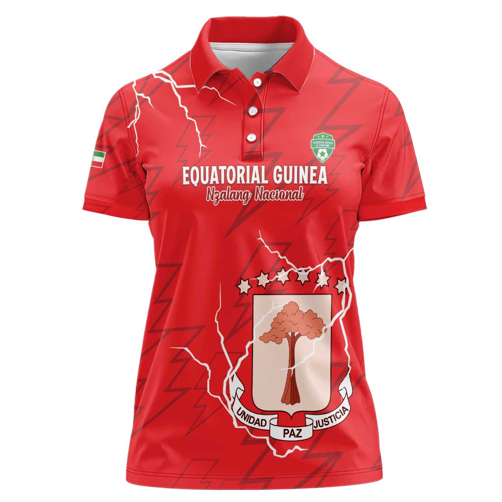 Custom Equatorial Guinea Football Women Polo Shirt Allez Nzalang Nacional - Red Version