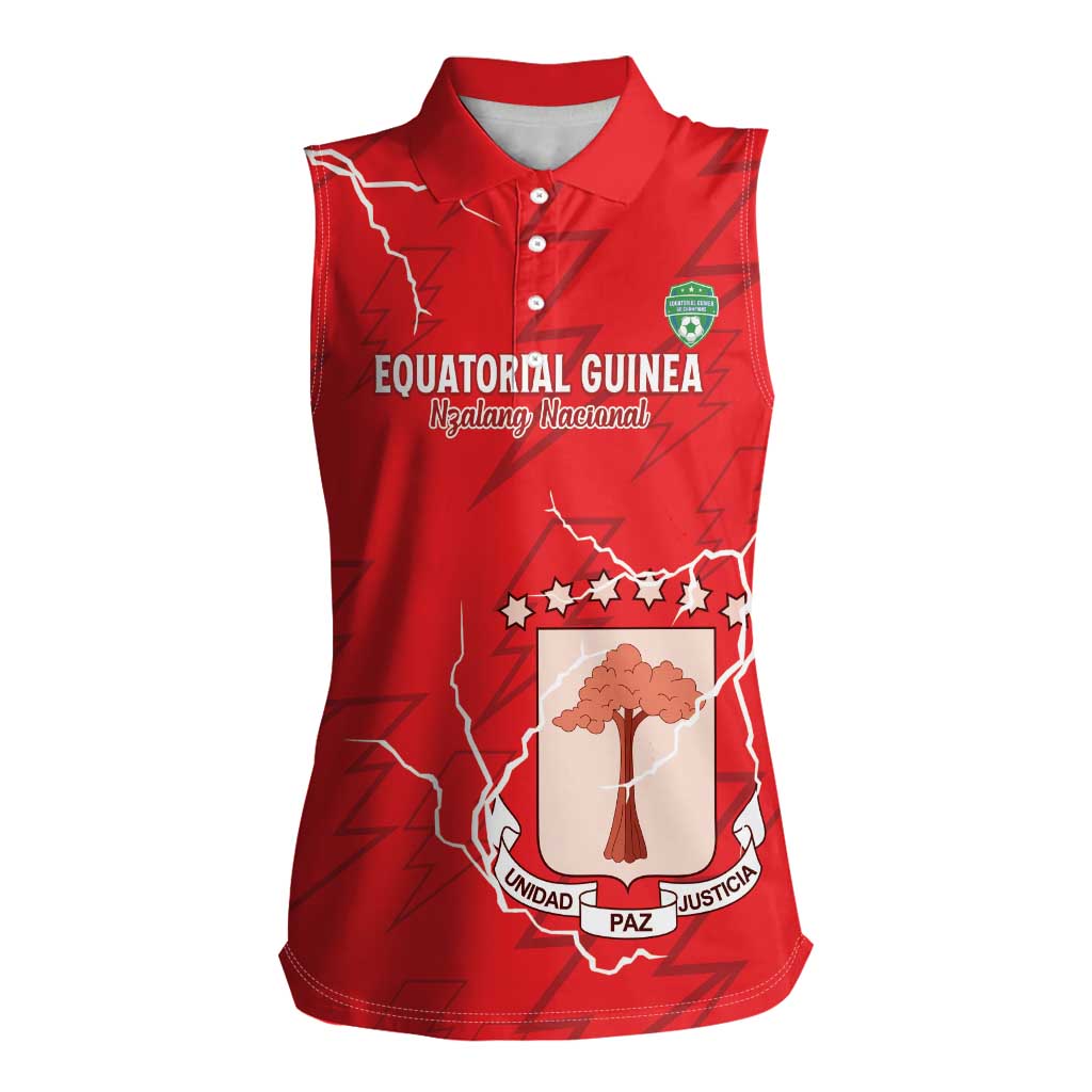 Custom Equatorial Guinea Football Women Sleeveless Polo Shirt Allez Nzalang Nacional - Red Version